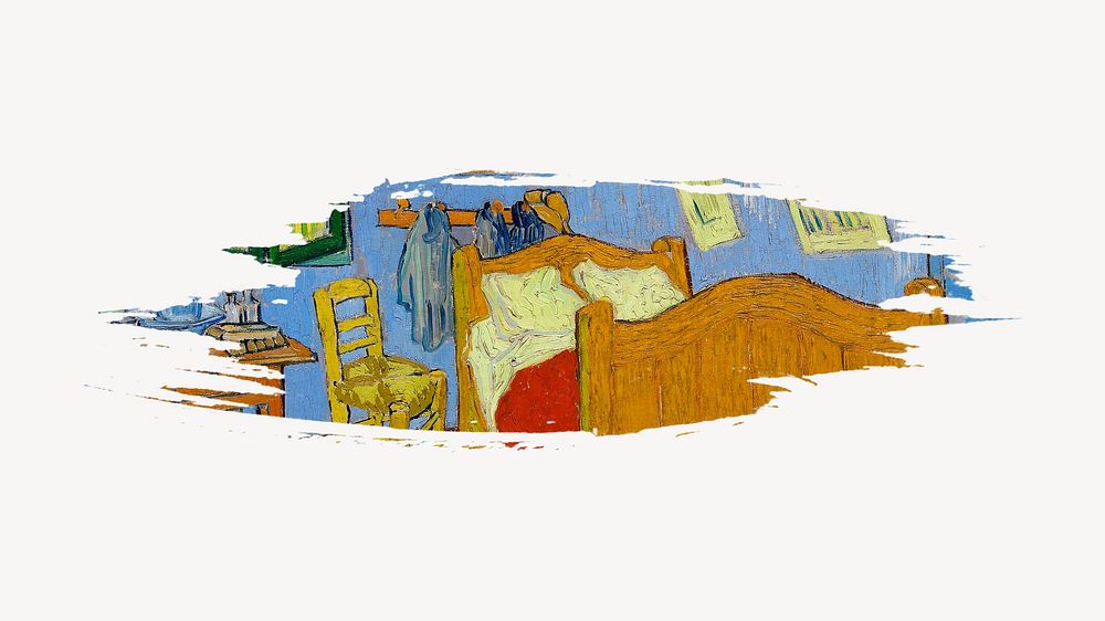 The Bedroom brushstroke, Vincent Van Gogh's famous artwork, remixed by rawpixel