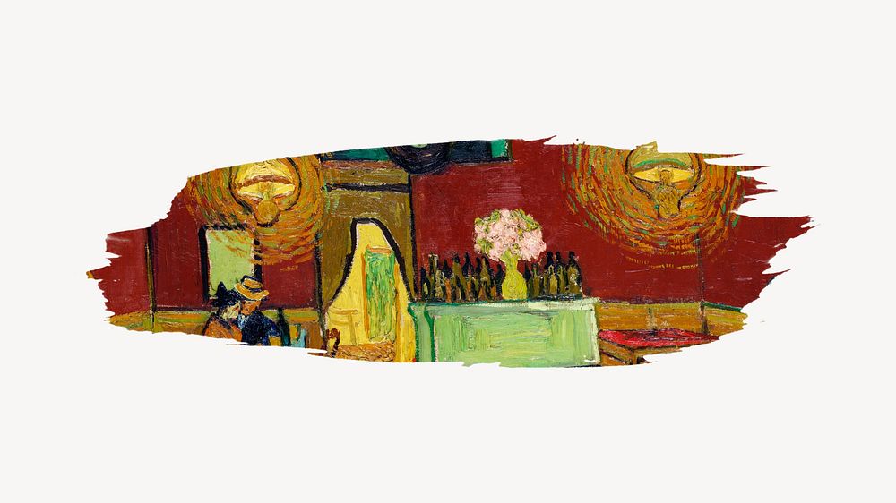 Le caf&eacute; de nuit (The Night Caf&eacute;) brushstroke, Vincent van Gogh's famous artwork, remixed by rawpixel