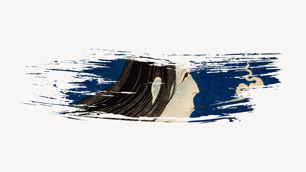 Hokusai's Plate Mansion brush stroke, Premium Photo rawpixel