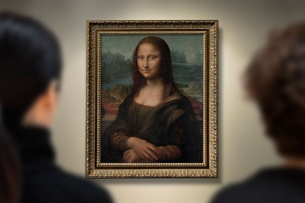 Mona Lisa picture frame in gallery. Leonardo da Vinci art remixed by rawpixel.