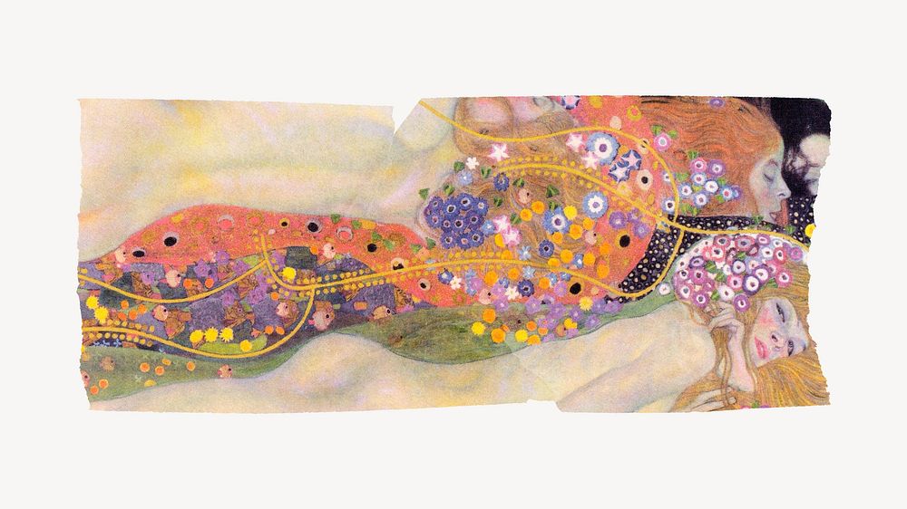 Famous painting washi tape, Gustav Klimt's Water Serpents II design, remixed by rawpixel