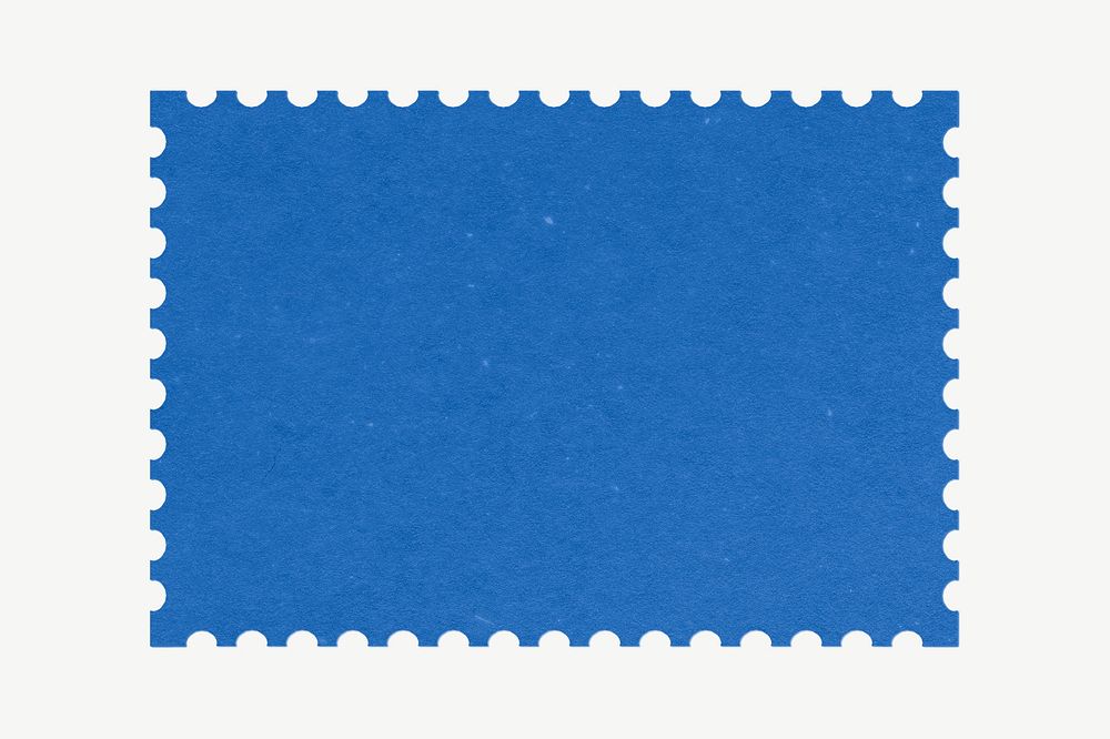 Blue postage stamp paper collage element psd