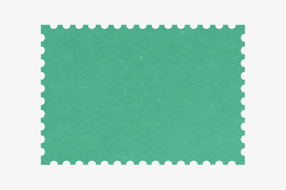 Green postage stamp paper collage element psd