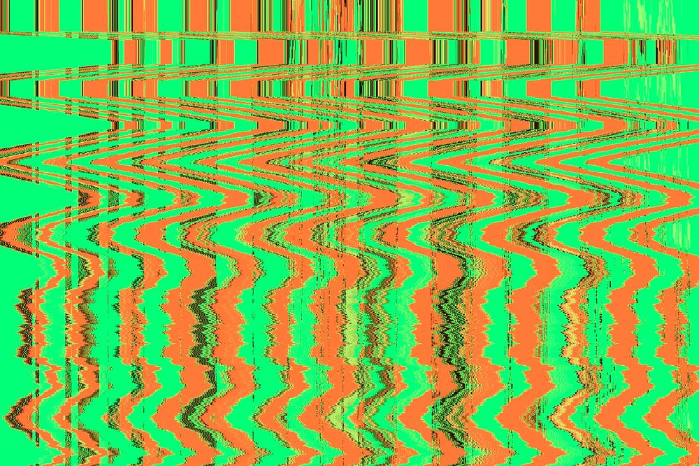 Green VHS glitch background, distortion effect