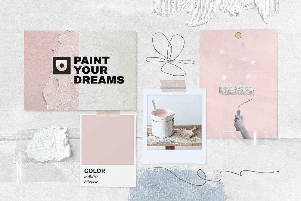 Pastel mood board mockup, flat | Premium PSD Mockup - rawpixel