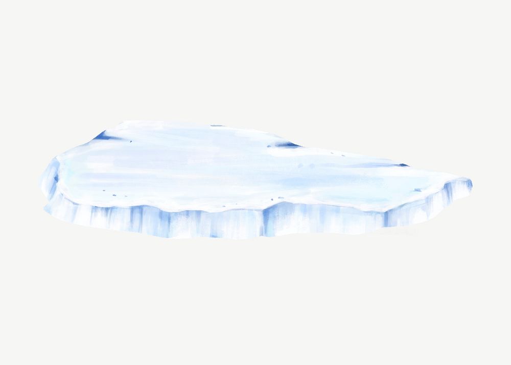 Melting ice sheet illustration, collage element psd