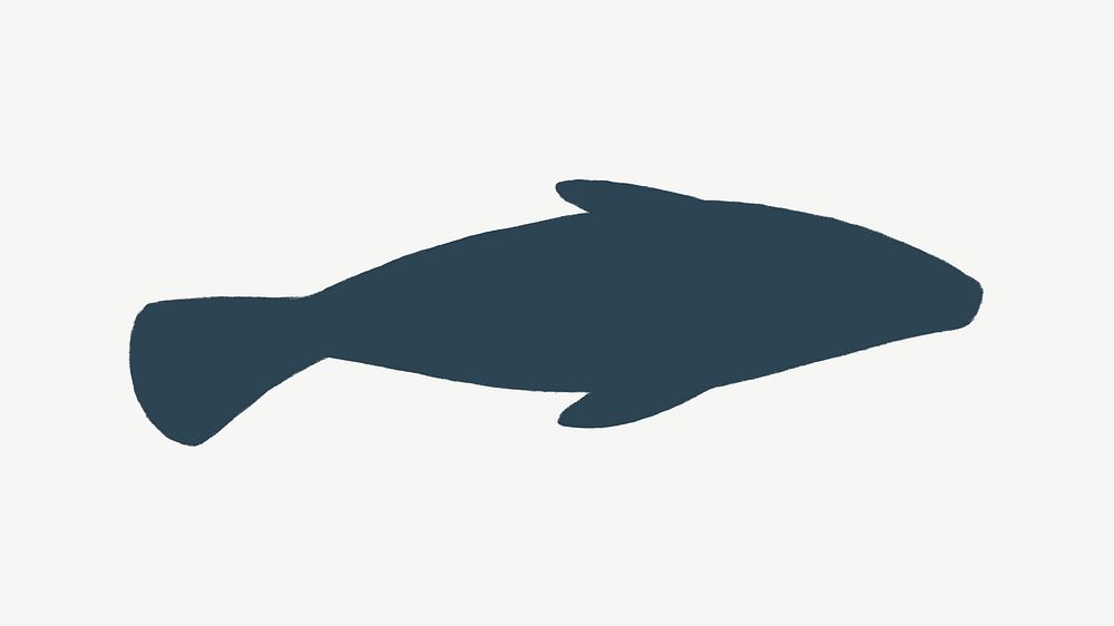 Fish silhouette, animal illustration, collage element psd