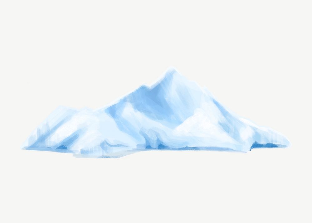 Iceberg, nature illustration collage element psd