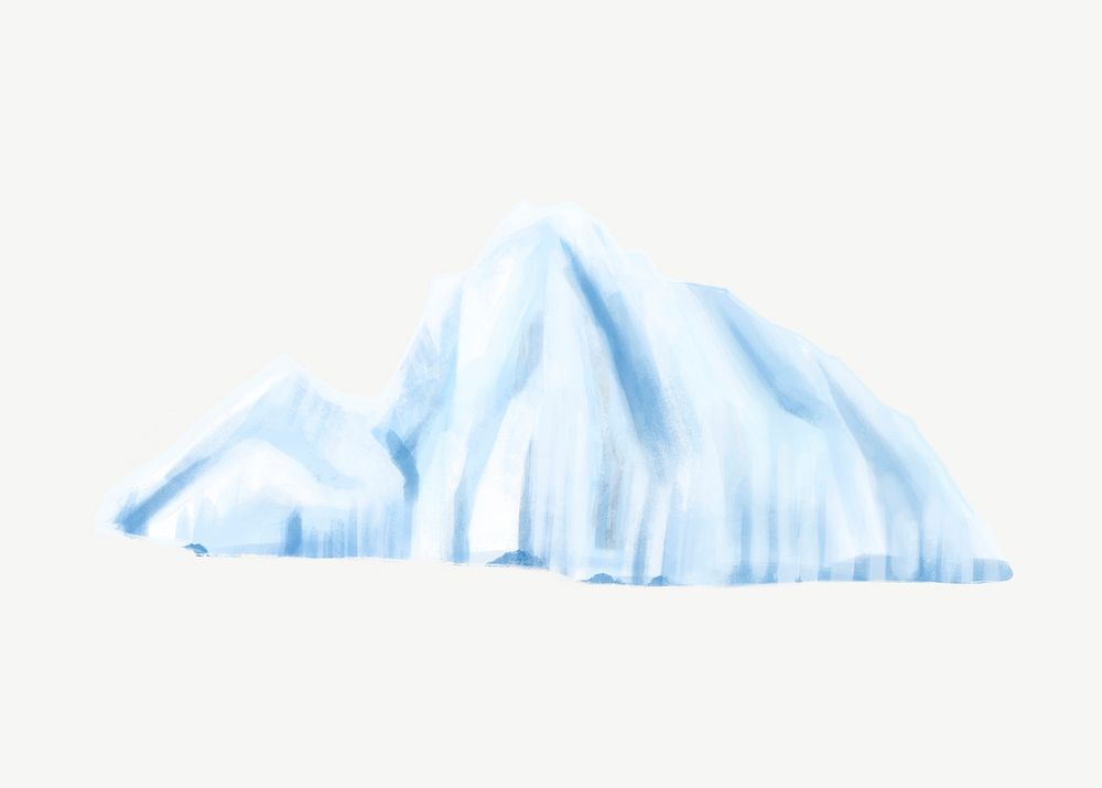 Iceberg, nature illustration collage element psd