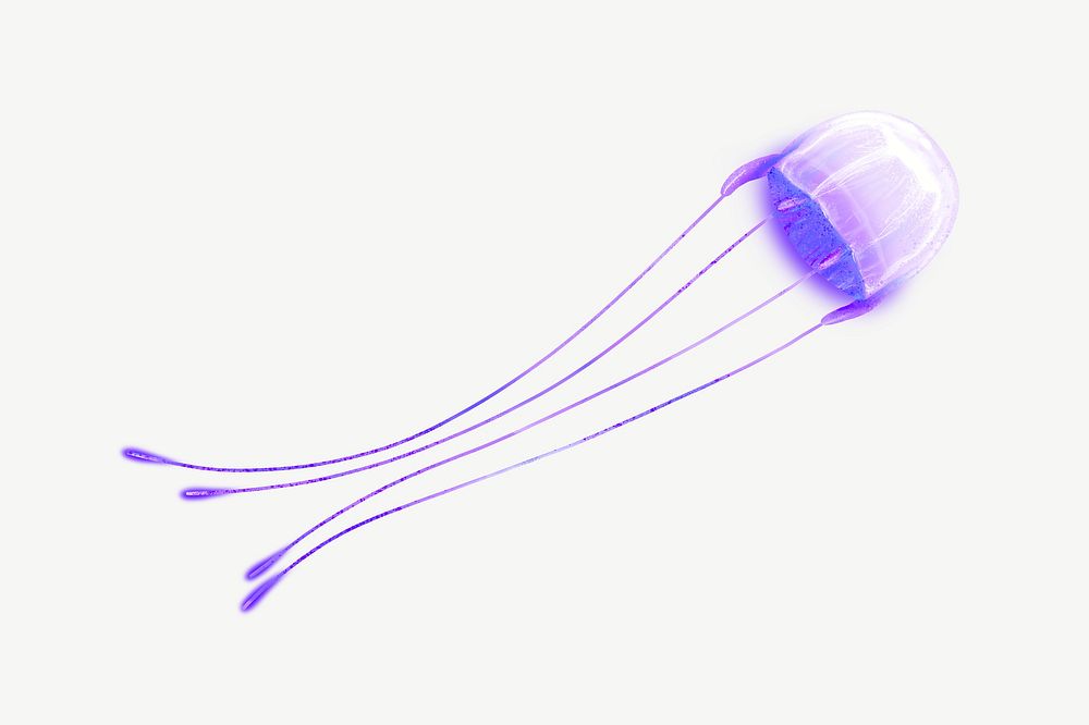 Neon purple jellyfish, animal illustration, collage element psd