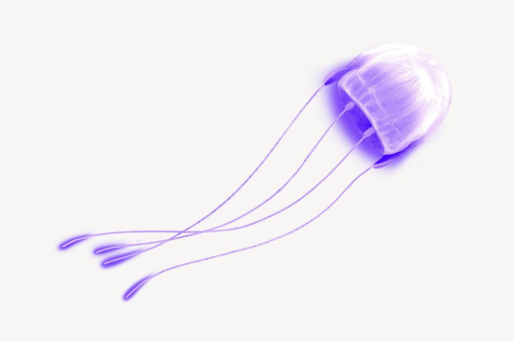 Neon purple jellyfish animal illustration, white background