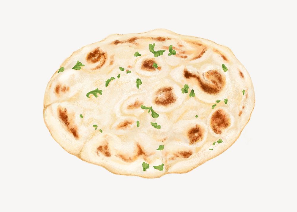 Indian naan bread, food illustration