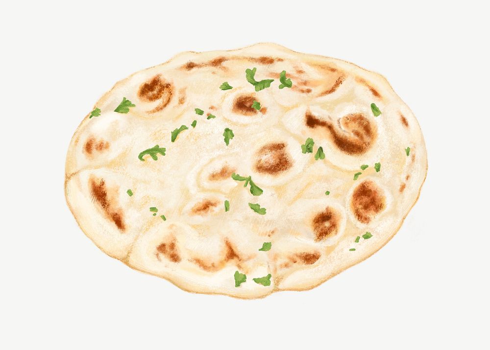Indian naan bread, food collage element psd