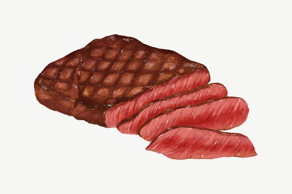 Beef steak, food collage element psd