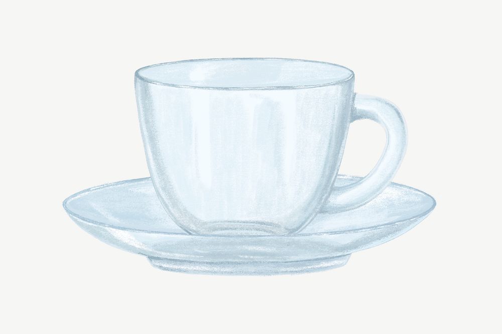 Tea cup and saucer collage element psd