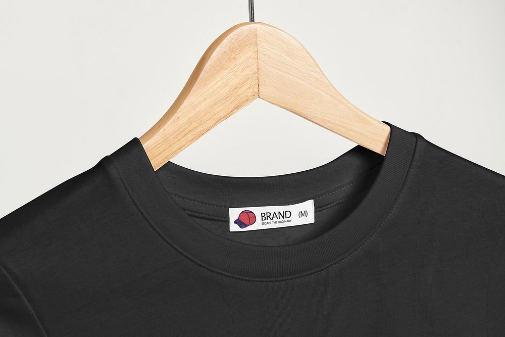 T-shirt label mockup, product branding psd