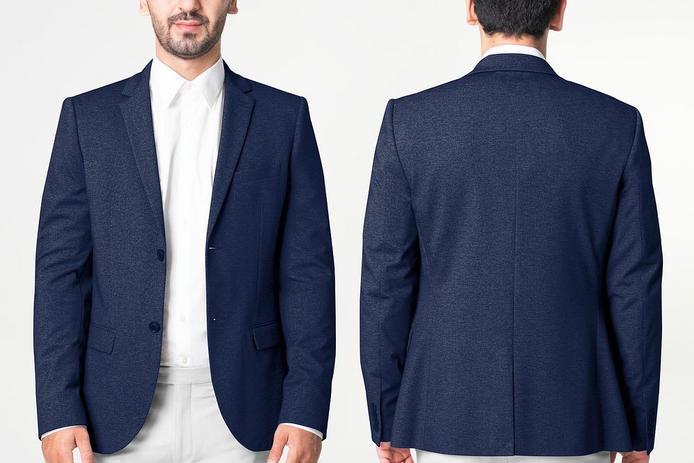 Men&rsquo;s blazer mockup psd business wear fashion full body and rear view set