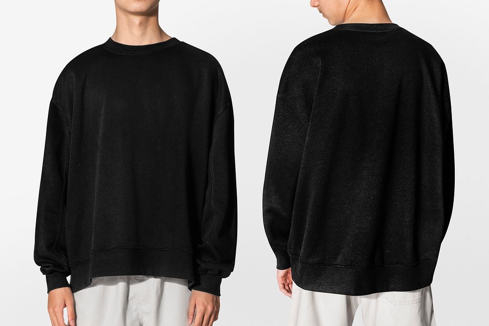 Black sweater mockup psd for winter teen’s apparel shoot