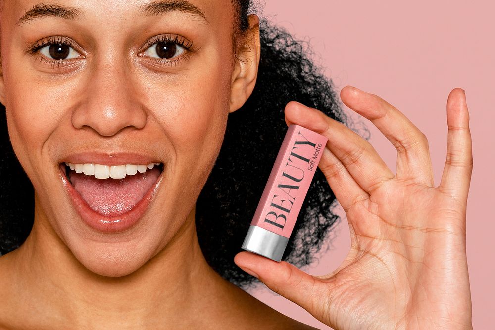 Lipstick packaging mockup, cosmetic & makeup branding psd