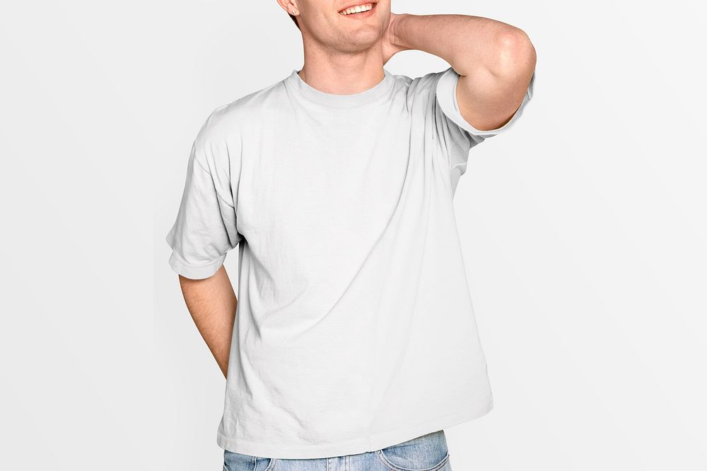 White t-shirt mockup, men's apparel psd