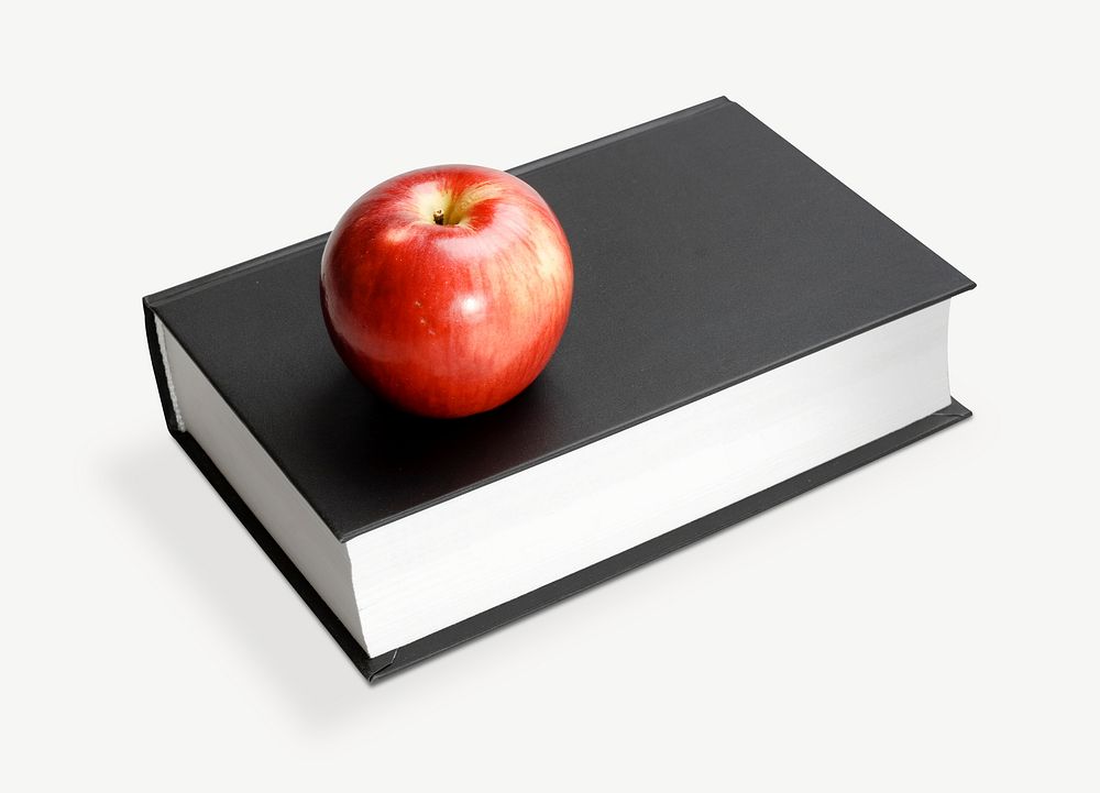 Apple on book collage element psd
