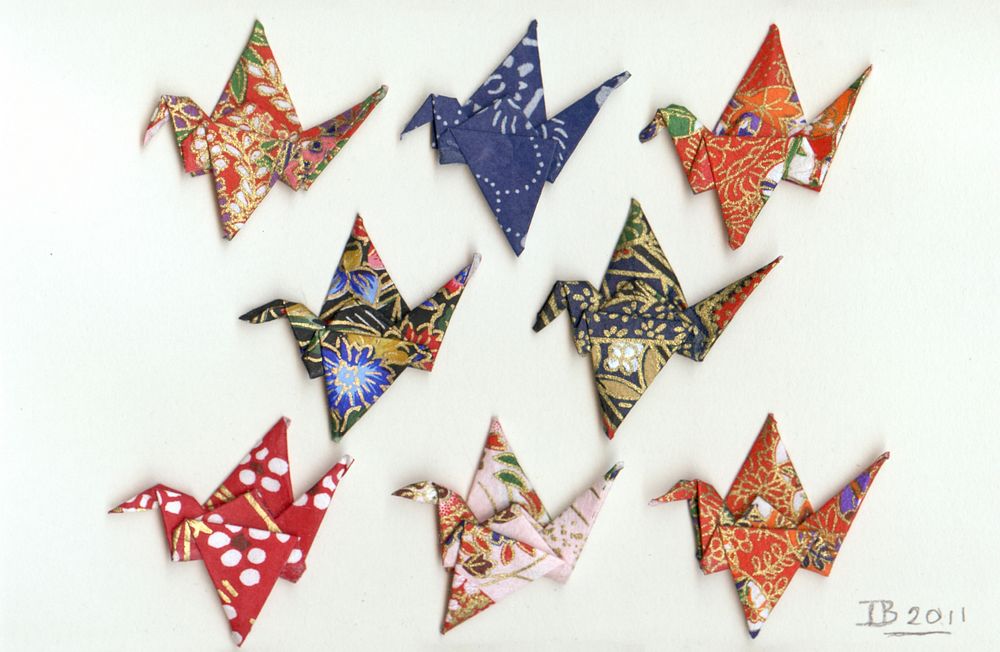 Eight Origami Cranes