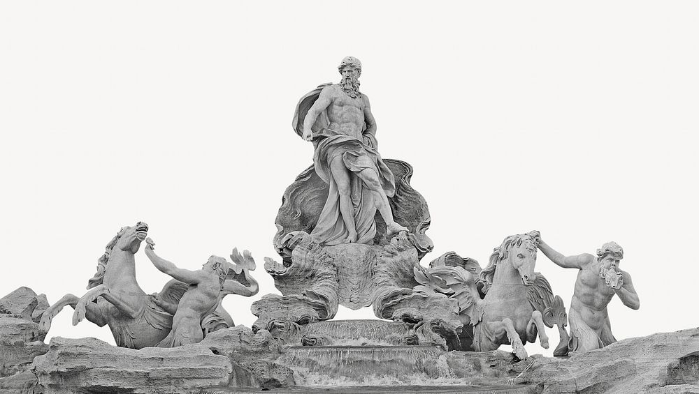 Trevi fountain sculpture, isolated image