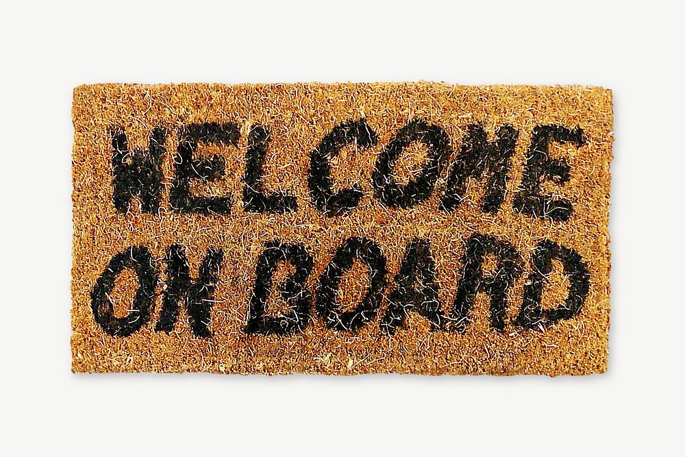 Welcome on board mat collage element, isolated image psd