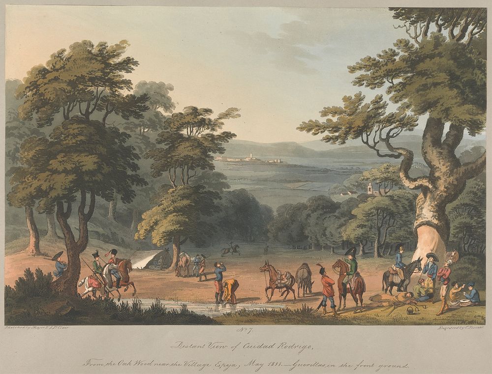 No. 7 Distant View of Cuidad Rodrigo from  Oak Wood near the Village Espeja March 1811