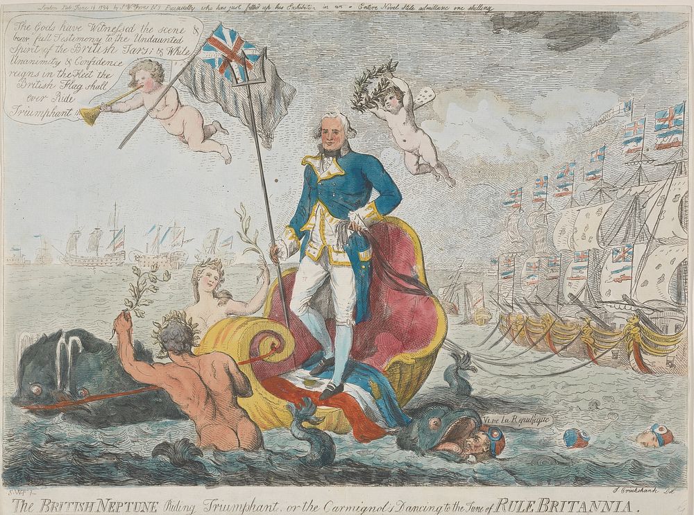 The British Neptune riding Triumphant, or the Carmignol's Dancing to the Tune of Rule Britannia