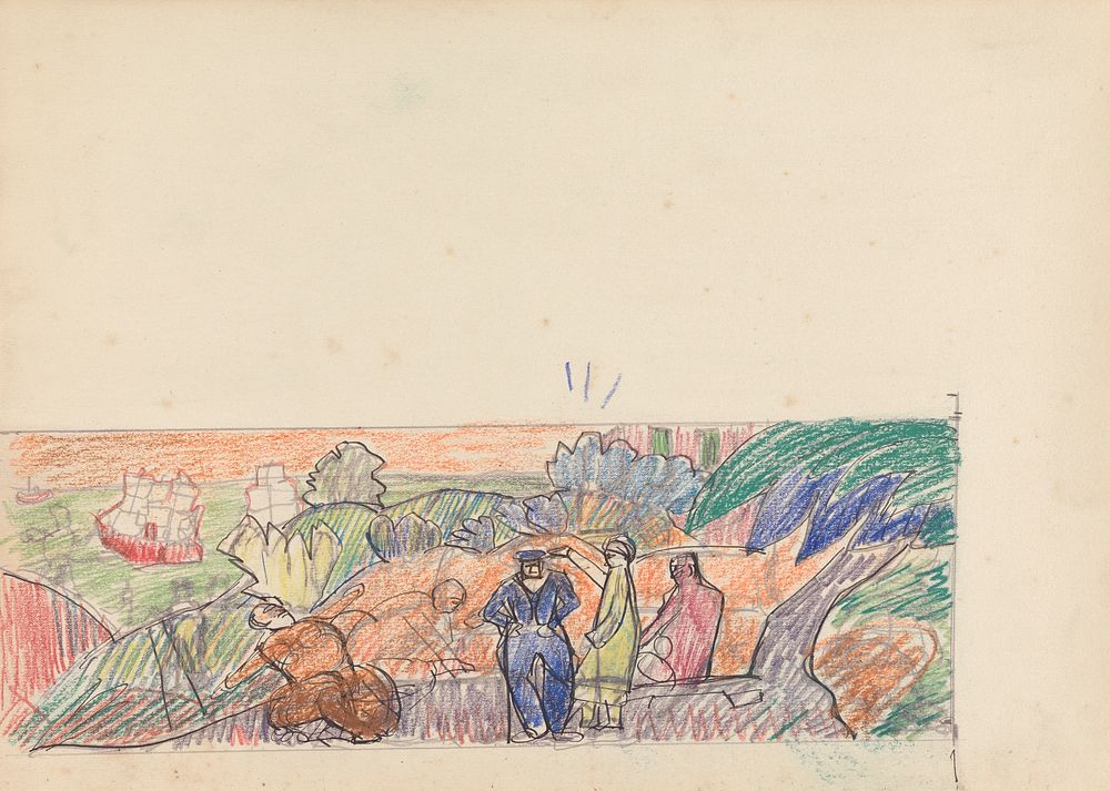 Cave of the Golden Calf: Study for Mural, Gentleman in Foreground by Spencer Frederick Gore