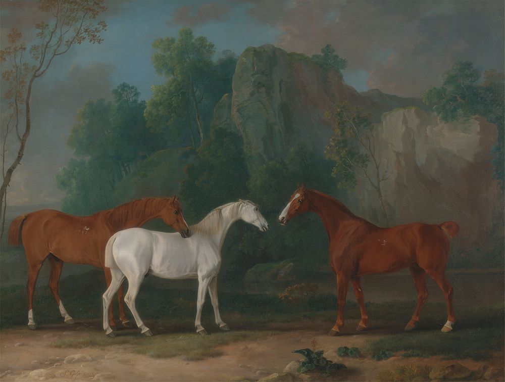 Three Hunters in a Rocky Landscape