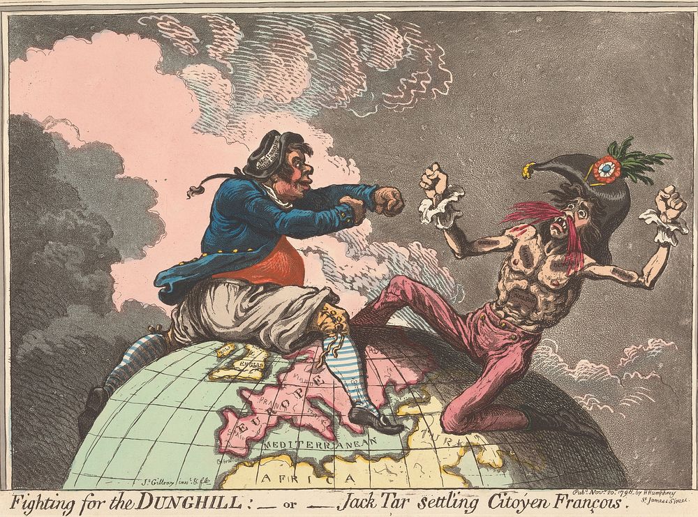 Fighting for the Dunghill, - or - Jack Tar Settling Citoyen Francois (from: Caricature, vol. 1)