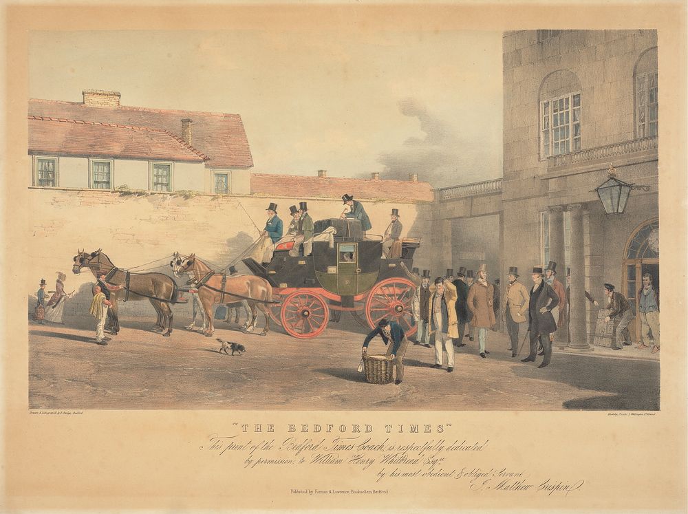 "The Bedford Times" / This print of the Bedford Times Coach, is respectfully dedicated / by permission, to William Henry…