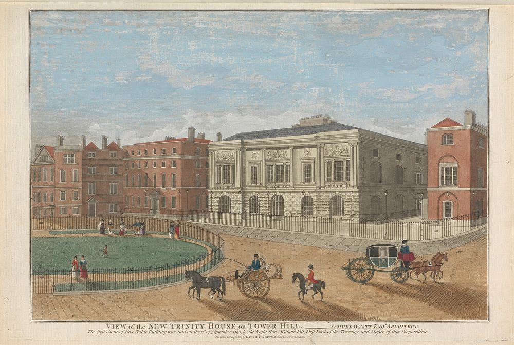 View of the New Trinity House on Tower Hill. Samuel Wyatt Esqr. Architect. The first Stone of this Noble Building was laid…