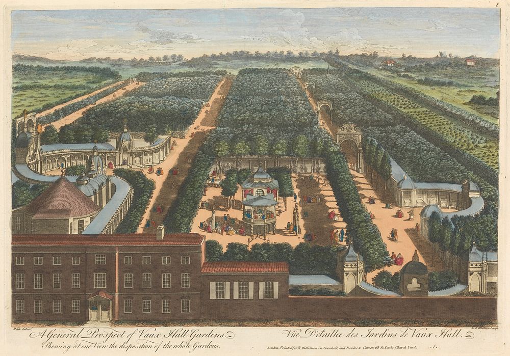 A General Prospect of Vaux Hall Gardens, Shewing at one View the disposition of the whole Gardens