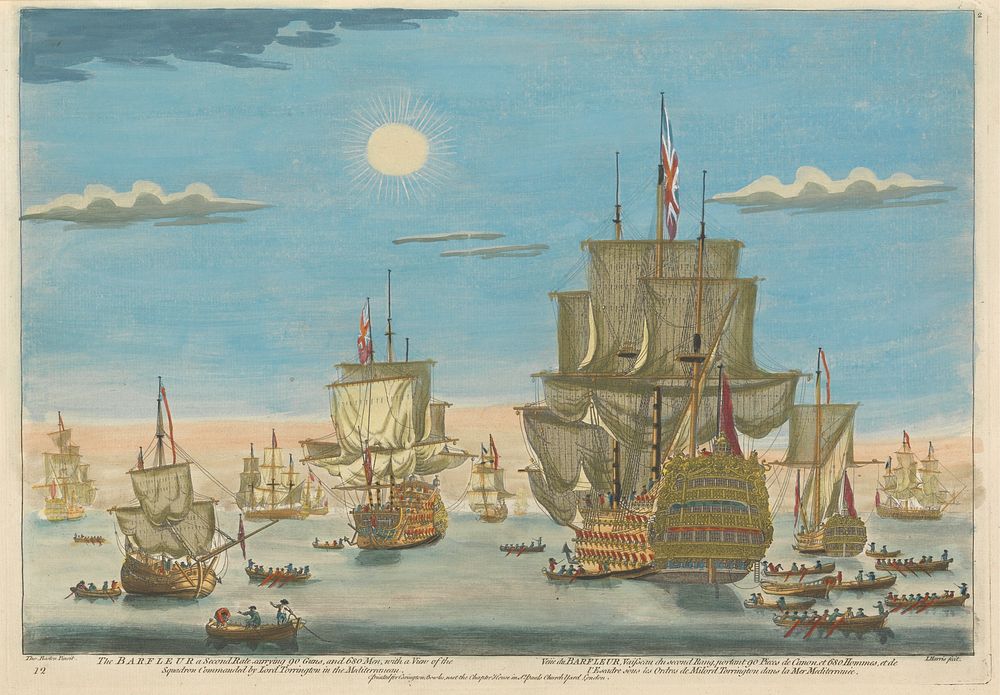 The Barfleur a Second Rate, carrying 90 Guns, and 680 Men, with a View of the Squadron Commanded by Lord Torrington in the…