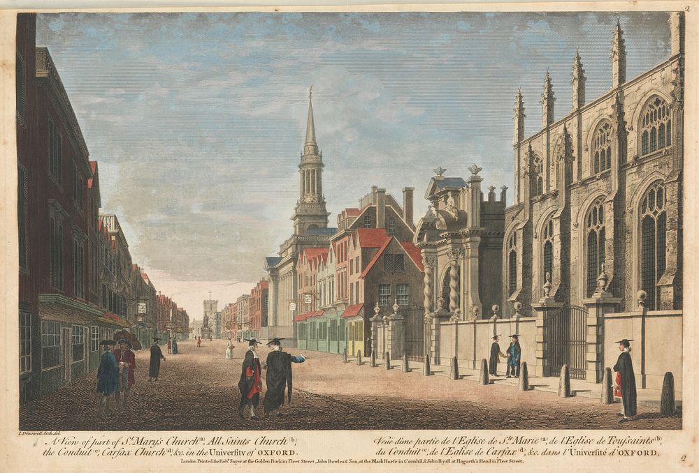 A View of part of St. Mary's Church (a), All Saints Church (b), the Conduit (c), Carfax Church (d), & c. in the University…