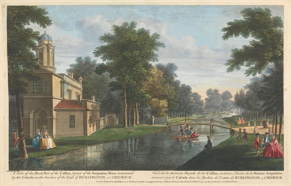 A View of the Back Part of the Cassina, & Part  of the Serpentine River, terminated by the Cascade in the Garden of the Earl…