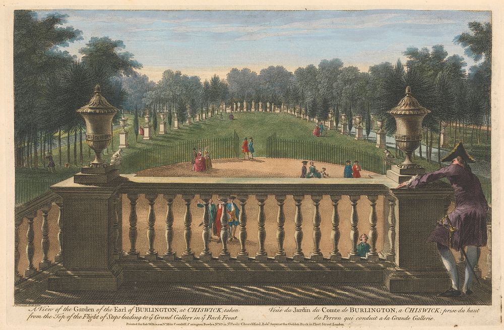 A View of the Garden of the Earl of Burlington, at Chiswick, taken from the Top of the Flight of Steps leading to ye Grand…