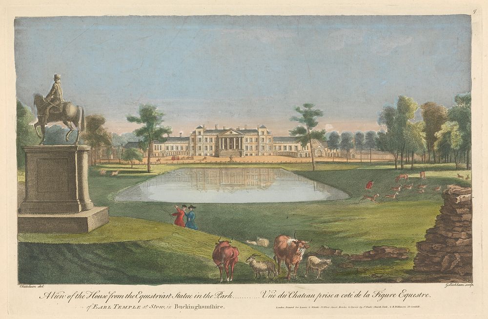 A View of the House from the Equestrian Statue in the Park of the Earl Temple at Stow, in Buckinghamshire