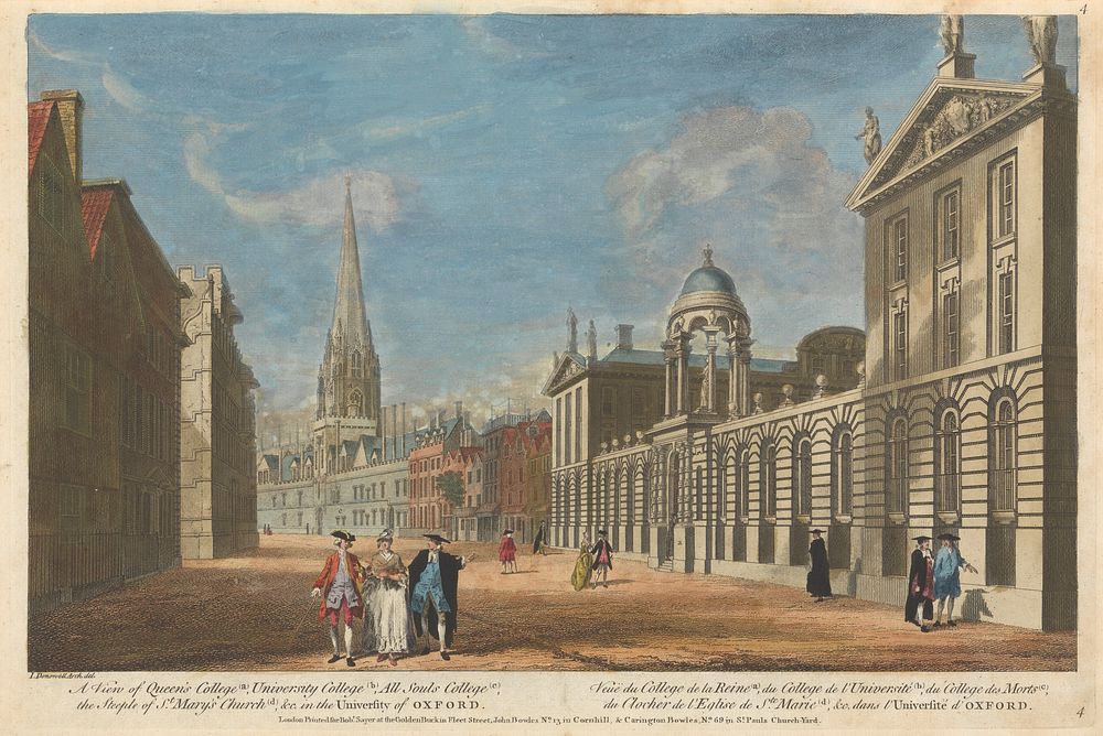 A View of Queen's College (a), University College (b), All Souls College (c), the Steeple of St. Mary's Church (d), & c. in…
