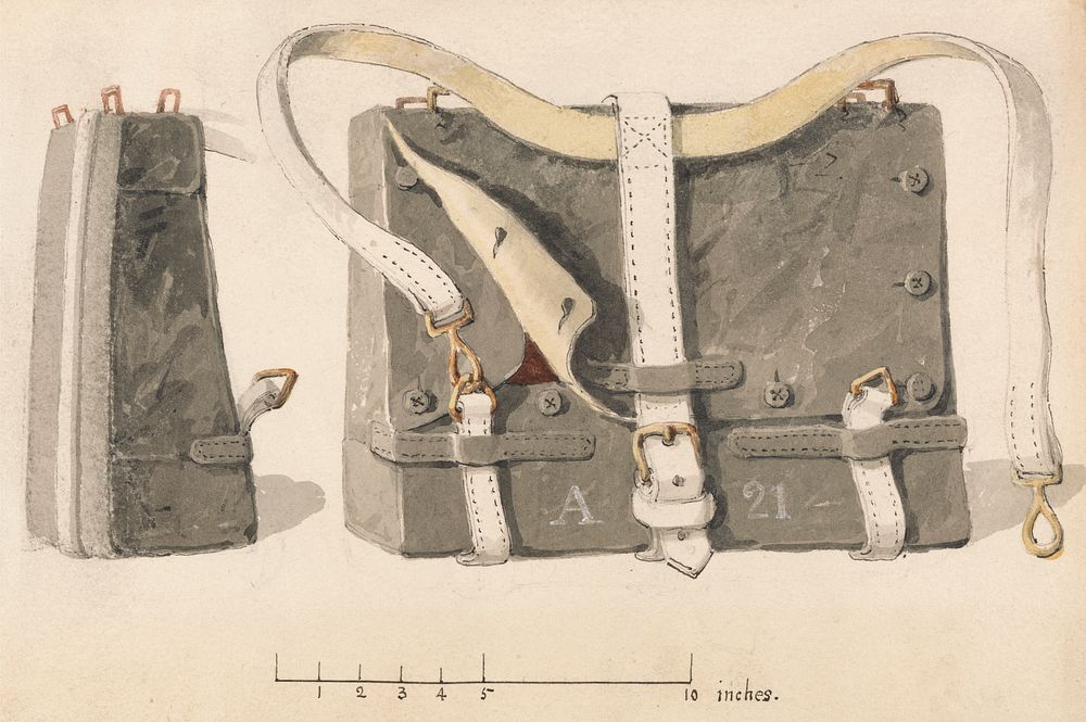 A Soldier's Knapsack: Two Studies, Side and Front View