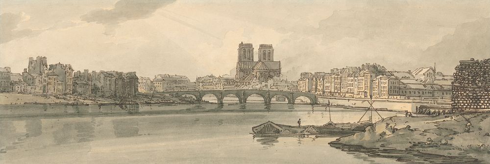 A View of the Pont de la Tournelle and Notre Dame Taken From the Arsenal