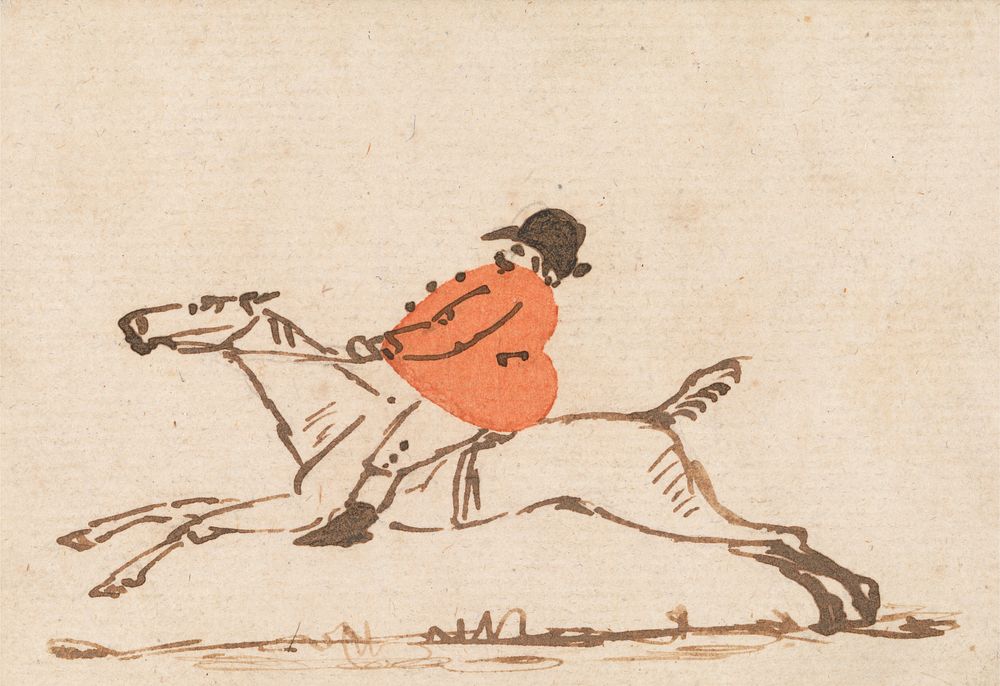 Horse and Rider: a Stout Huntsman on a Galloping Horse