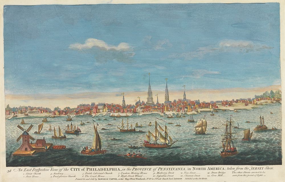 An East Perspective View of the City of Philadelphia, in the Province of Pensylvania, in North America, taken from the…