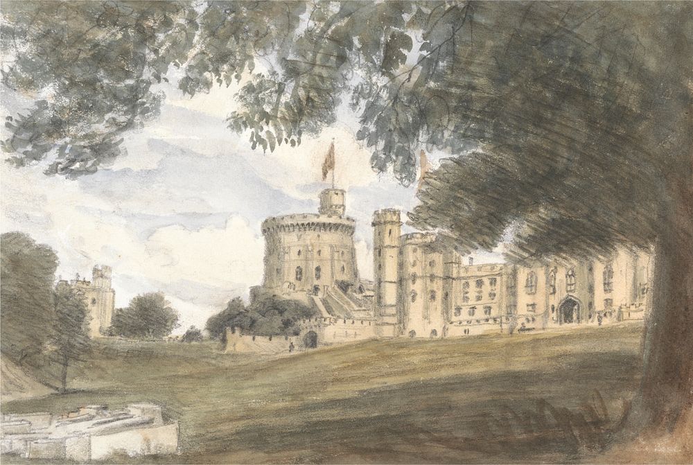 Windsor Castle View - King George IV Gate and the Round Tower, July 28, 1832, 11:30 am