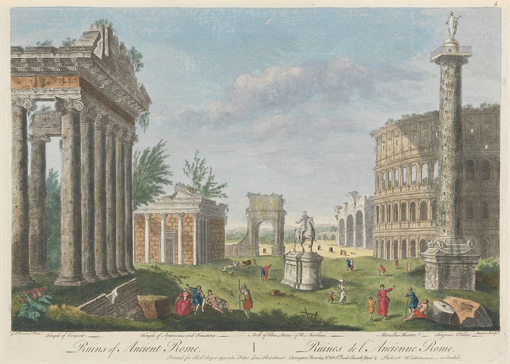 Ruins of Ancient Rome; Temple of Concord, Temple of Antoninus and Faustina, Arch of Titus, Statue of M. Aurelius, Marcellus…