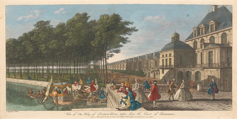 View of one Wing of Fountainebleau, taken from the Court of Fountains