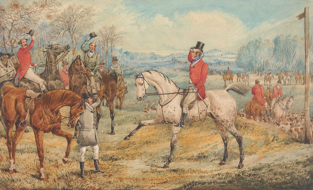 Illustration for R.S. Surtees', "The Analysis of the Hunting Field": The Meet: 'With Bright Faces and Merry Hearts'